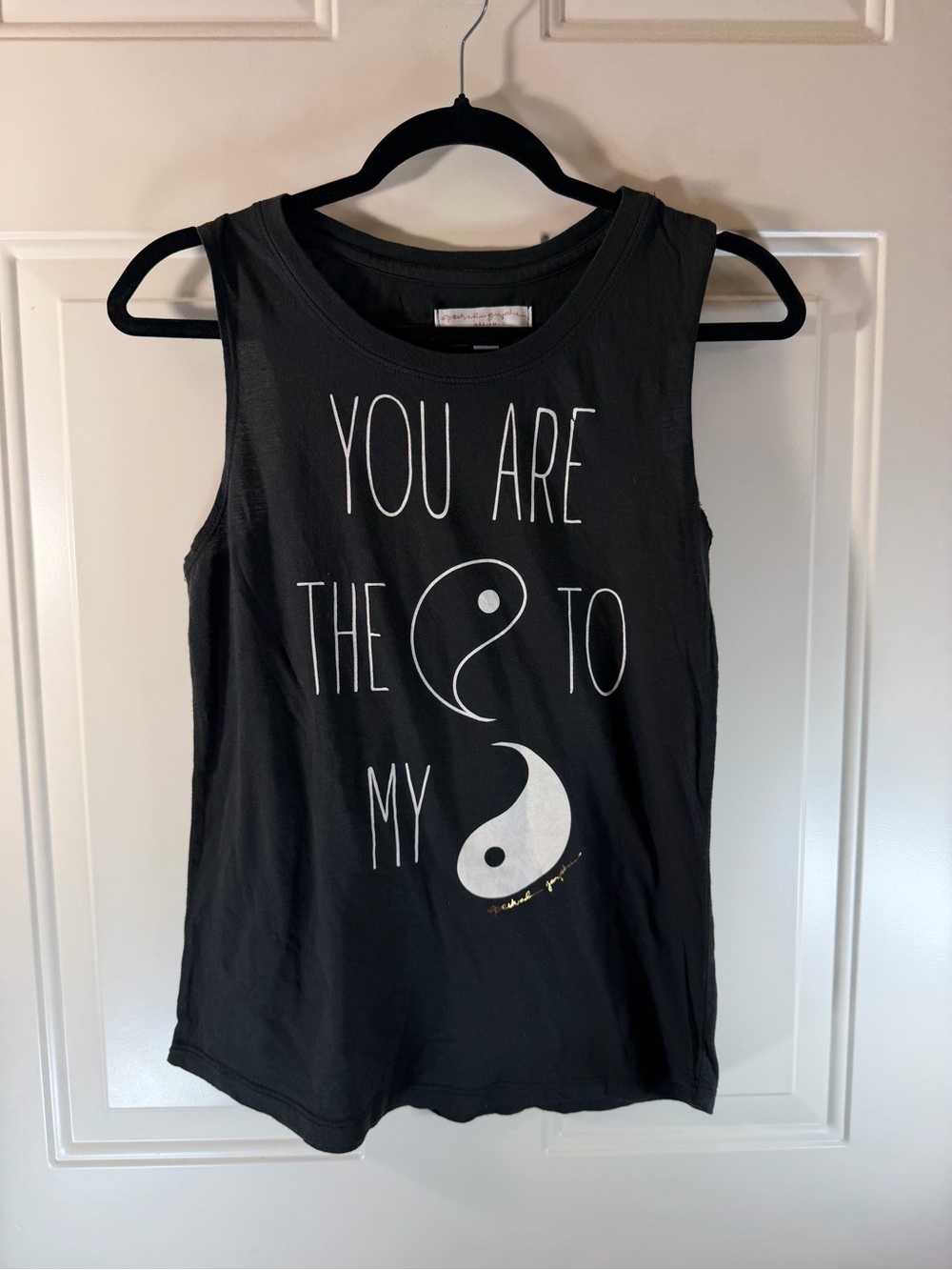 Spiritual Gangster Yin Yang Tank Women’s Medium Black Graphic Yoga Top 0435